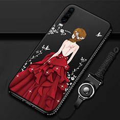 Handyhülle Silikon Hülle Gummi Schutzhülle Motiv Kleid Mädchen K01 für Huawei P30 Rot und Schwarz