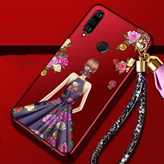 Handyhülle Silikon Hülle Gummi Schutzhülle Motiv Kleid Mädchen K02 für Huawei P30 Lite XL Violett