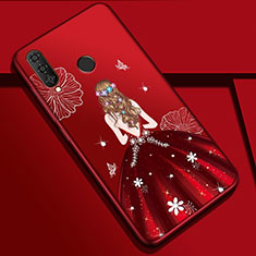 Handyhülle Silikon Hülle Gummi Schutzhülle Motiv Kleid Mädchen K03 für Huawei Nova 4e Rot