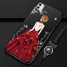 Handyhülle Silikon Hülle Gummi Schutzhülle Motiv Kleid Mädchen M01 für Apple iPhone 11 Rot und Schwarz
