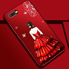 Handyhülle Silikon Hülle Gummi Schutzhülle Motiv Kleid Mädchen M04 für Oppo R15X Rot