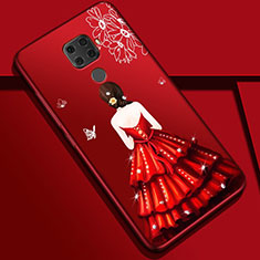 Handyhülle Silikon Hülle Gummi Schutzhülle Motiv Kleid Mädchen S01 für Huawei Nova 5i Pro Rot