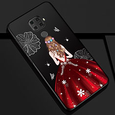 Handyhülle Silikon Hülle Gummi Schutzhülle Motiv Kleid Mädchen S01 für Huawei Nova 5i Pro Rot und Schwarz