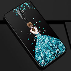 Handyhülle Silikon Hülle Gummi Schutzhülle Motiv Kleid Mädchen S01 für Oppo A11 Blau