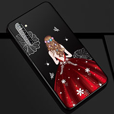 Handyhülle Silikon Hülle Gummi Schutzhülle Motiv Kleid Mädchen S01 für Oppo K5 Rot und Schwarz