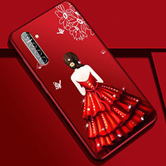 Handyhülle Silikon Hülle Gummi Schutzhülle Motiv Kleid Mädchen S01 für Realme X2 Rot