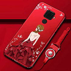 Handyhülle Silikon Hülle Gummi Schutzhülle Motiv Kleid Mädchen S02 für Huawei Nova 5z Rot