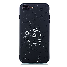 Handyhülle Silikon Hülle Gummi Schutzhülle Sternenhimmel für Apple iPhone 7 Plus Schwarz