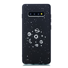 Handyhülle Silikon Hülle Gummi Schutzhülle Sternenhimmel für Samsung Galaxy S10 Plus Schwarz