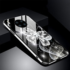 Handyhülle Silikon Hülle Rahmen Schutzhülle Spiegel Blumen C01 für Huawei Mate 30 Pro 5G Schwarz