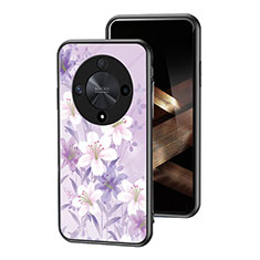 Handyhülle Silikon Hülle Rahmen Schutzhülle Spiegel Blumen für Huawei Honor Magic6 Lite 5G Helles Lila