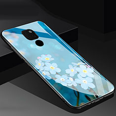 Handyhülle Silikon Hülle Rahmen Schutzhülle Spiegel Blumen für Huawei Mate 20 Blau