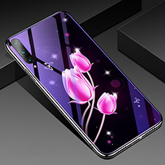 Handyhülle Silikon Hülle Rahmen Schutzhülle Spiegel Blumen für Huawei P Smart Pro (2019) Pink