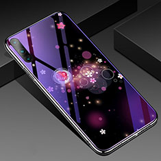 Handyhülle Silikon Hülle Rahmen Schutzhülle Spiegel Blumen für Huawei P Smart Pro (2019) Violett