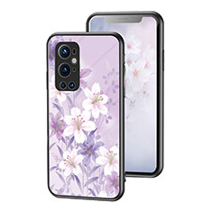 Handyhülle Silikon Hülle Rahmen Schutzhülle Spiegel Blumen für OnePlus 9 Pro 5G Helles Lila