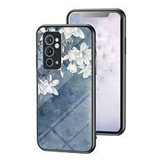 Handyhülle Silikon Hülle Rahmen Schutzhülle Spiegel Blumen für OnePlus 9RT 5G Blau