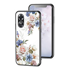 Handyhülle Silikon Hülle Rahmen Schutzhülle Spiegel Blumen für Oppo A17 Weiß