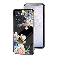 Handyhülle Silikon Hülle Rahmen Schutzhülle Spiegel Blumen für Oppo A57 4G Schwarz