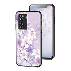 Handyhülle Silikon Hülle Rahmen Schutzhülle Spiegel Blumen für Oppo A77s Helles Lila