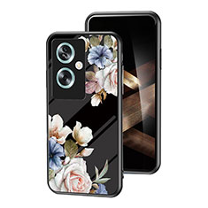 Handyhülle Silikon Hülle Rahmen Schutzhülle Spiegel Blumen für Oppo A79 5G Schwarz