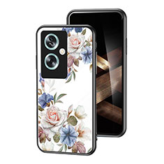 Handyhülle Silikon Hülle Rahmen Schutzhülle Spiegel Blumen für Oppo A79 5G Weiß