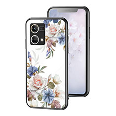 Handyhülle Silikon Hülle Rahmen Schutzhülle Spiegel Blumen für Oppo F21 Pro 4G Weiß