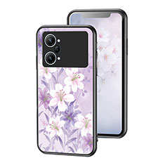 Handyhülle Silikon Hülle Rahmen Schutzhülle Spiegel Blumen für Oppo K10 Pro 5G Helles Lila