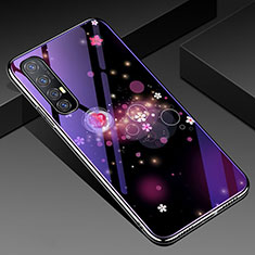 Handyhülle Silikon Hülle Rahmen Schutzhülle Spiegel Blumen für Oppo Reno3 Pro Violett