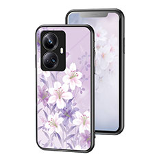 Handyhülle Silikon Hülle Rahmen Schutzhülle Spiegel Blumen für Realme 10 Pro+ Plus 5G Helles Lila