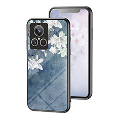 Handyhülle Silikon Hülle Rahmen Schutzhülle Spiegel Blumen für Realme GT2 Master Explorer Blau