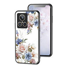 Handyhülle Silikon Hülle Rahmen Schutzhülle Spiegel Blumen für Realme GT2 Master Explorer Weiß