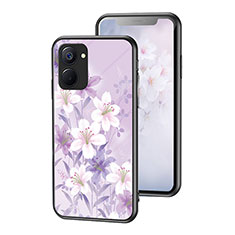 Handyhülle Silikon Hülle Rahmen Schutzhülle Spiegel Blumen für Realme V20 5G Helles Lila