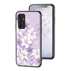 Handyhülle Silikon Hülle Rahmen Schutzhülle Spiegel Blumen für Samsung Galaxy F13 4G Helles Lila