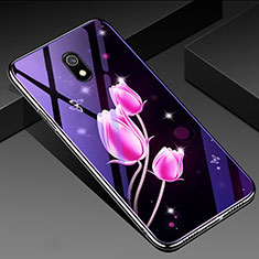 Handyhülle Silikon Hülle Rahmen Schutzhülle Spiegel Blumen für Xiaomi Redmi 8A Pink