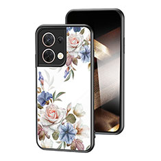 Handyhülle Silikon Hülle Rahmen Schutzhülle Spiegel Blumen für Xiaomi Redmi Note 13 Pro 5G Weiß