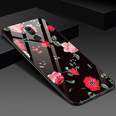 Handyhülle Silikon Hülle Rahmen Schutzhülle Spiegel Blumen H02 für Huawei Mate 20 Lite Schwarz