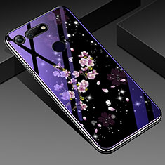 Handyhülle Silikon Hülle Rahmen Schutzhülle Spiegel Blumen K01 für Huawei Honor View 20 Violett