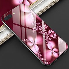 Handyhülle Silikon Hülle Rahmen Schutzhülle Spiegel Blumen M03 für Oppo R17 Neo Rot