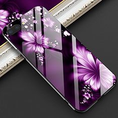 Handyhülle Silikon Hülle Rahmen Schutzhülle Spiegel Blumen M03 für Oppo R17 Neo Violett