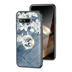 Handyhülle Silikon Hülle Rahmen Schutzhülle Spiegel Blumen S01 für Asus ROG Phone 3 Strix ZS661KS Blau