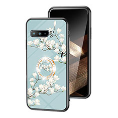 Handyhülle Silikon Hülle Rahmen Schutzhülle Spiegel Blumen S01 für Asus ROG Phone 3 Strix ZS661KS Cyan