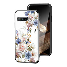 Handyhülle Silikon Hülle Rahmen Schutzhülle Spiegel Blumen S01 für Asus ROG Phone 3 Strix ZS661KS Weiß