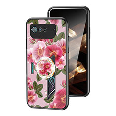 Handyhülle Silikon Hülle Rahmen Schutzhülle Spiegel Blumen S01 für Asus ROG Phone 6 Pro Rot