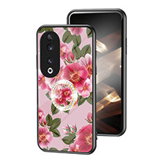 Handyhülle Silikon Hülle Rahmen Schutzhülle Spiegel Blumen S01 für Huawei Honor 90 5G Rot