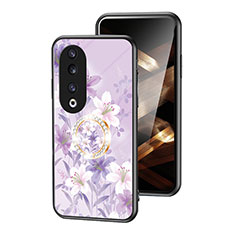 Handyhülle Silikon Hülle Rahmen Schutzhülle Spiegel Blumen S01 für Huawei Honor 90 Pro 5G Helles Lila