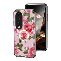 Handyhülle Silikon Hülle Rahmen Schutzhülle Spiegel Blumen S01 für Huawei Honor 90 Pro 5G Rot