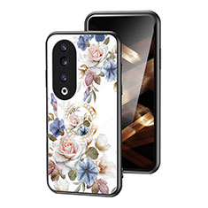 Handyhülle Silikon Hülle Rahmen Schutzhülle Spiegel Blumen S01 für Huawei Honor 90 Pro 5G Weiß