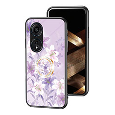 Handyhülle Silikon Hülle Rahmen Schutzhülle Spiegel Blumen S01 für Huawei Honor X5 Plus Helles Lila