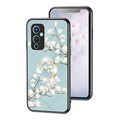 Handyhülle Silikon Hülle Rahmen Schutzhülle Spiegel Blumen S01 für OnePlus 9 5G Cyan