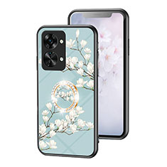 Handyhülle Silikon Hülle Rahmen Schutzhülle Spiegel Blumen S01 für OnePlus Nord 2T 5G Cyan